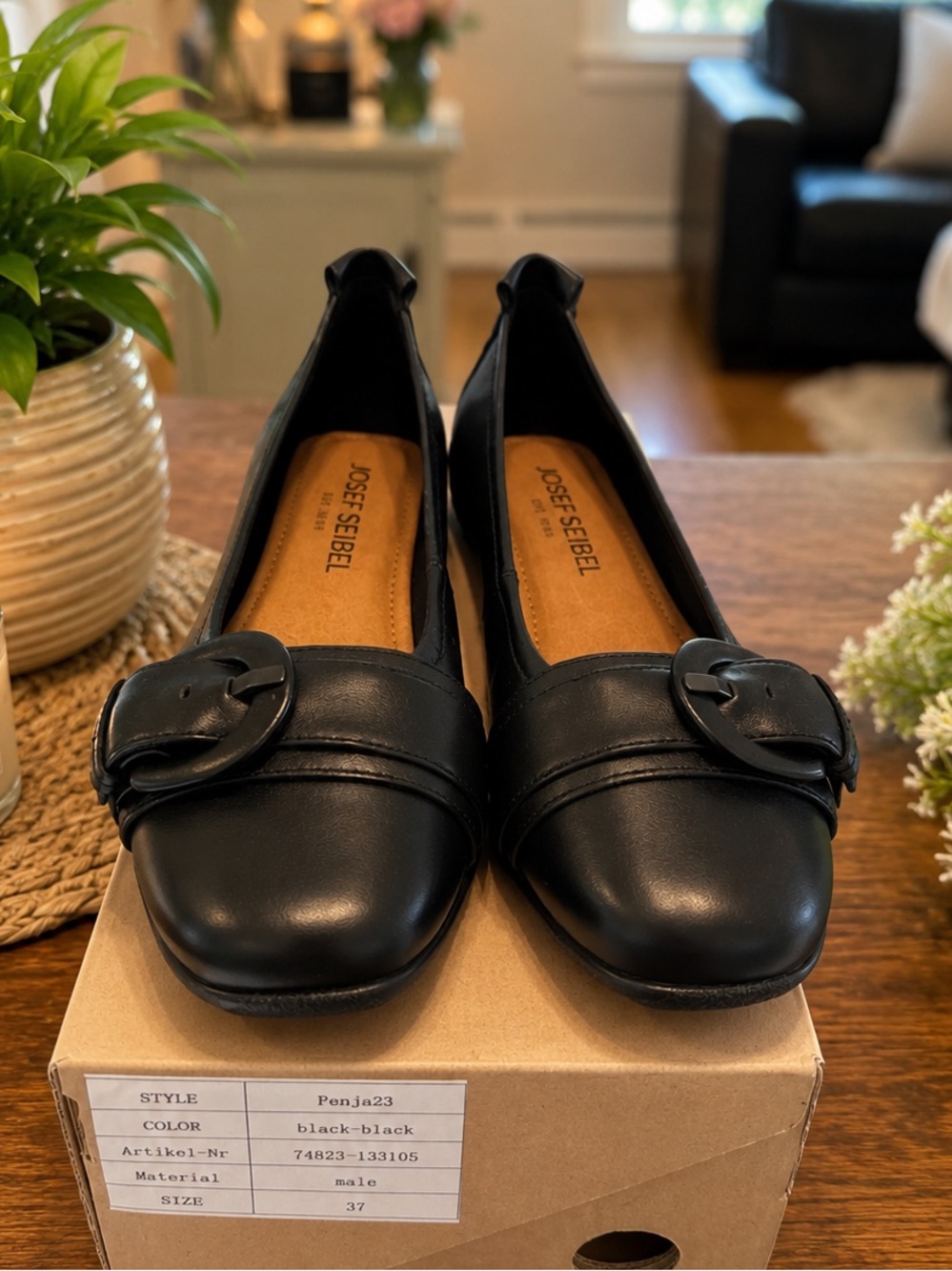 Josef Seibel Fenja 23 Leather Flats • Black • EU 37 / US Women’s 6.5–7